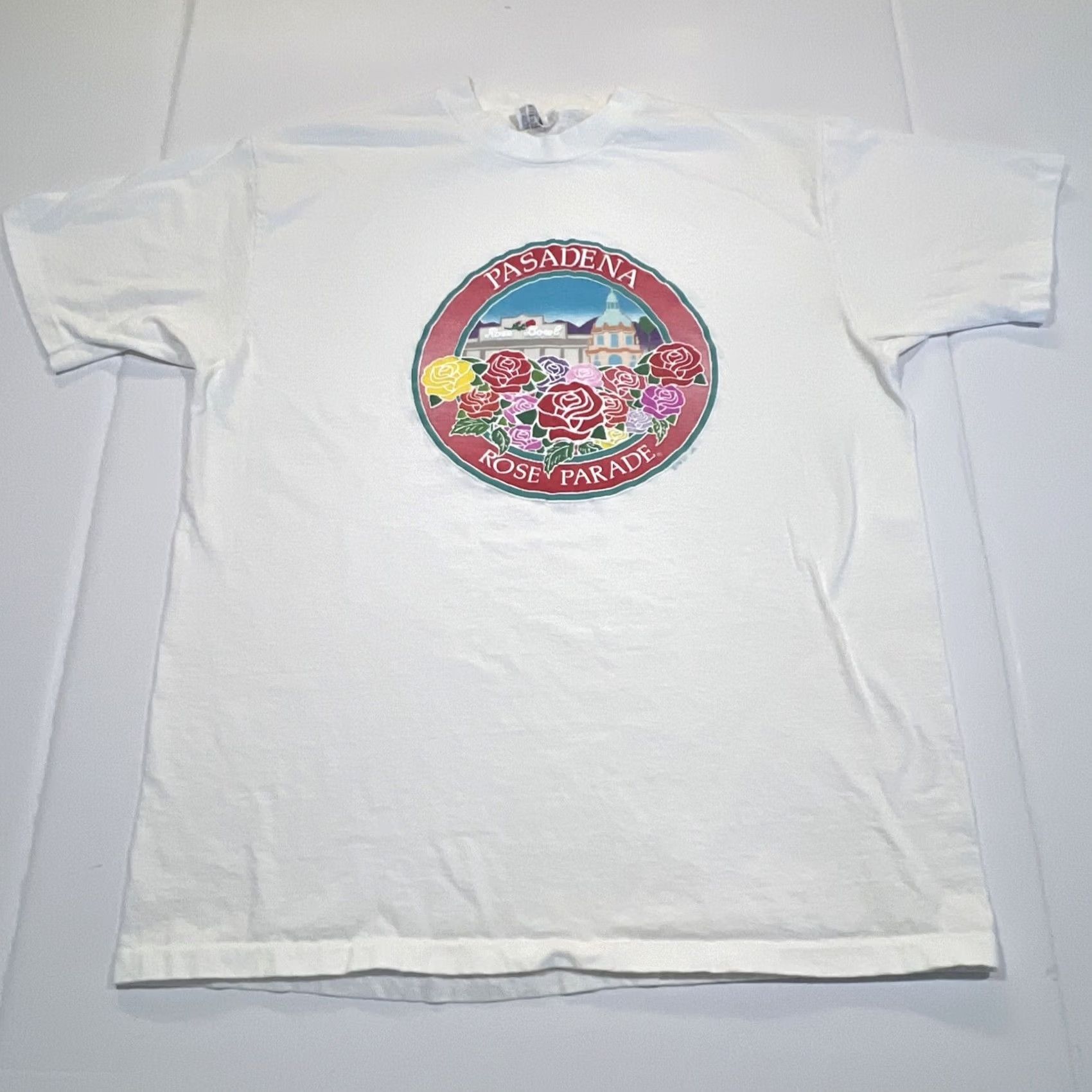 Hanes VINTAGE 1980s Pasadena Rose Bowl Parade T Shirt XL Unisex White Hanes Graphic Tee Puffy Size US XL / EU 56 / 4 - 4 Thumbnail