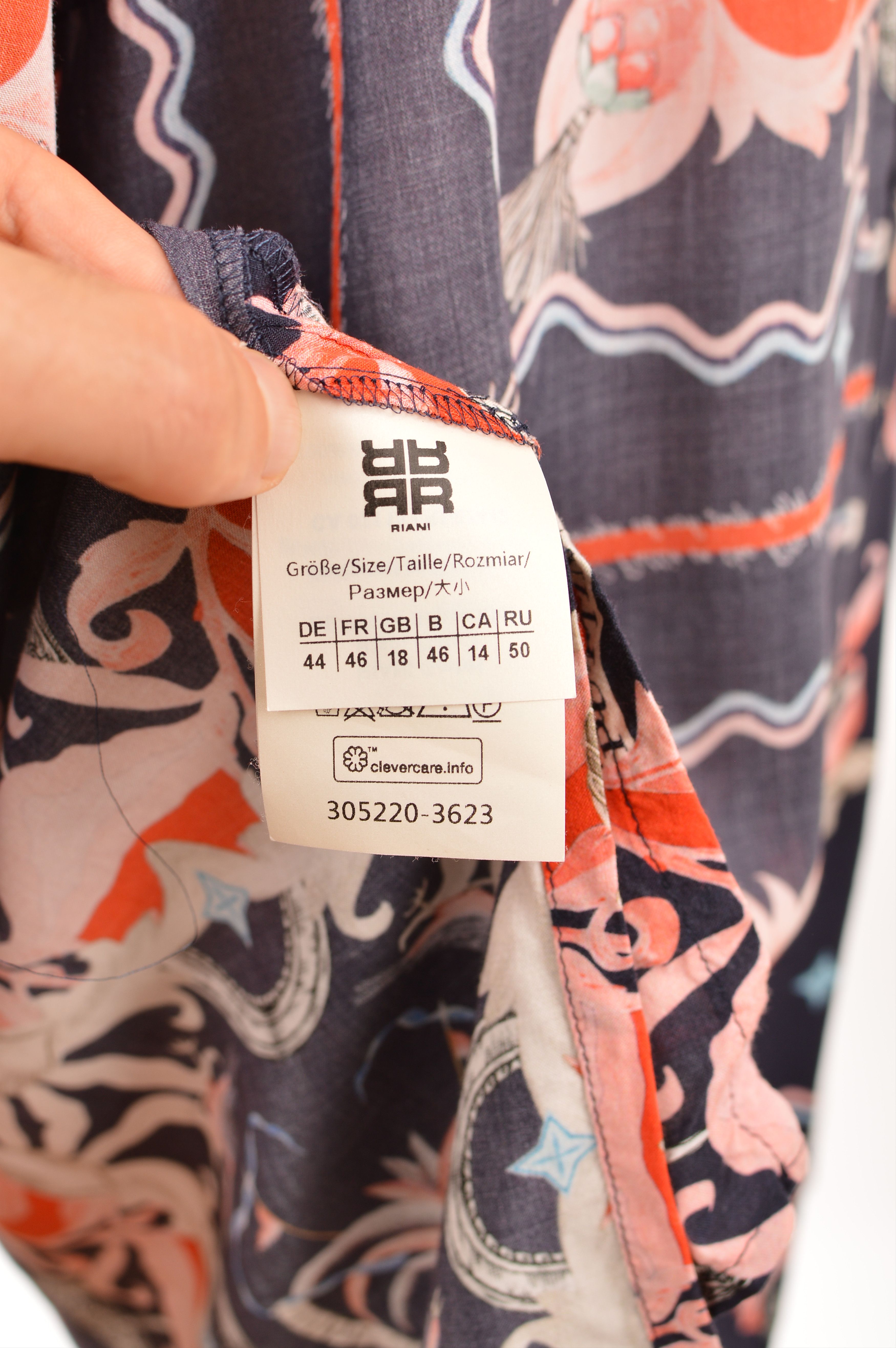 Designer Riani Puttin on the Ritz Print Viscose Button Shirt Size XL / US 12-14 / IT 48-50 - 5 Thumbnail
