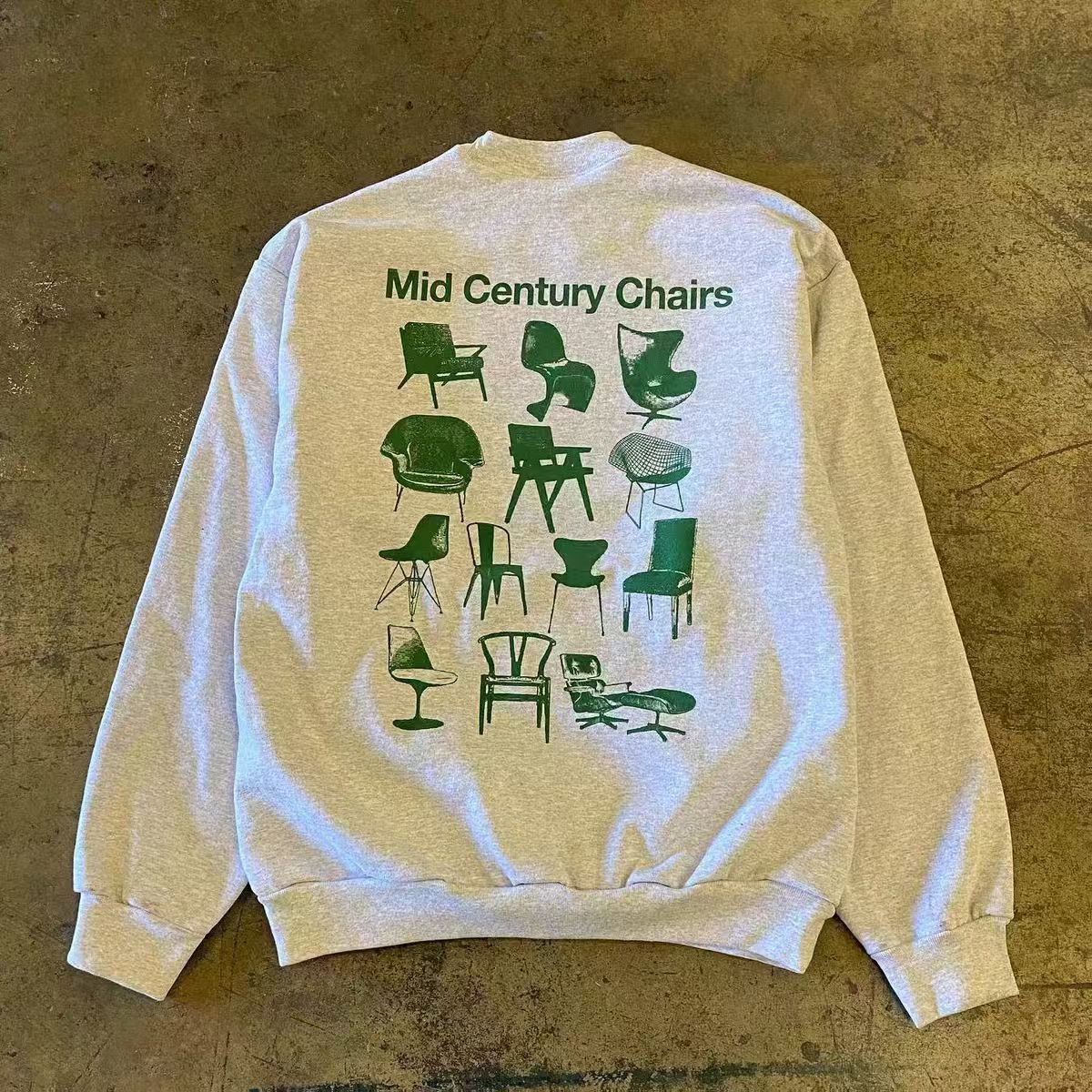 Japanese Brand × Vintage Washed distressed grey vintage chair print sweatshirt Size US L / EU 52-54 / 3 - 1 Thumbnail