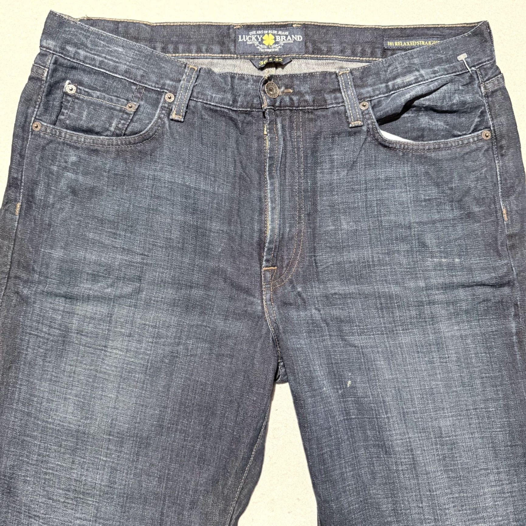 Lucky Brand Lucky Brand 181 Relaxed Straight Jeans Men Blue Denim Mid Rise Zip Fly 36x32 Size US 36 / EU 52 - 3 Thumbnail