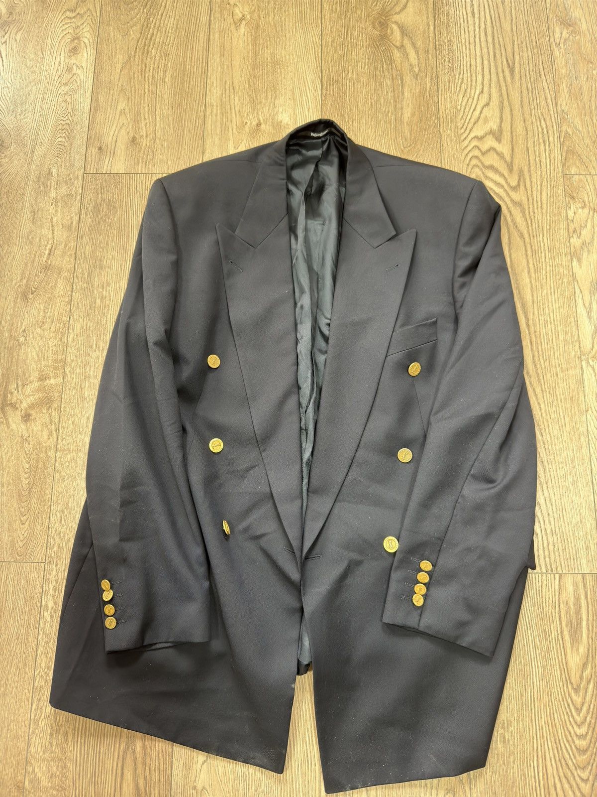 Vintage × Yves Saint Laurent Yves Saint Laurent Double Breasted Metal Buttons Blazer Size 54R - 2 Thumbnail
