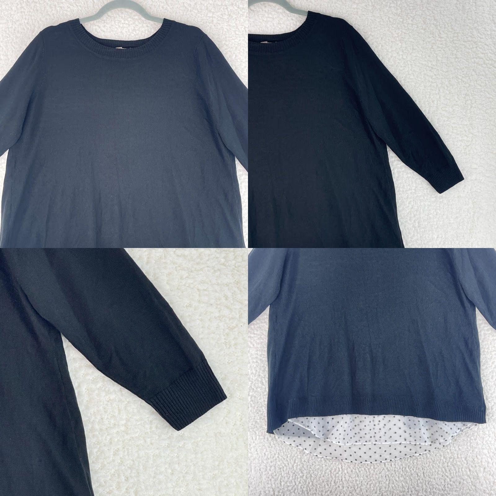 Vintage Roz & Ali Black Layered Long Sleeve Knit Shirt Womens Crew Neck Pullover Size 1X Size XL / US 12-14 / IT 48-50 - 8 Thumbnail