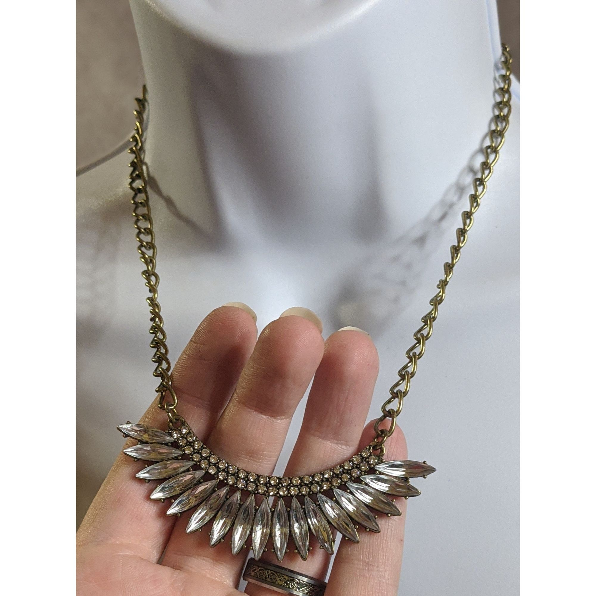 Other Vintage Art Deco Style Statement Necklace With Clear Rhinest Size ONE SIZE - 3 Thumbnail