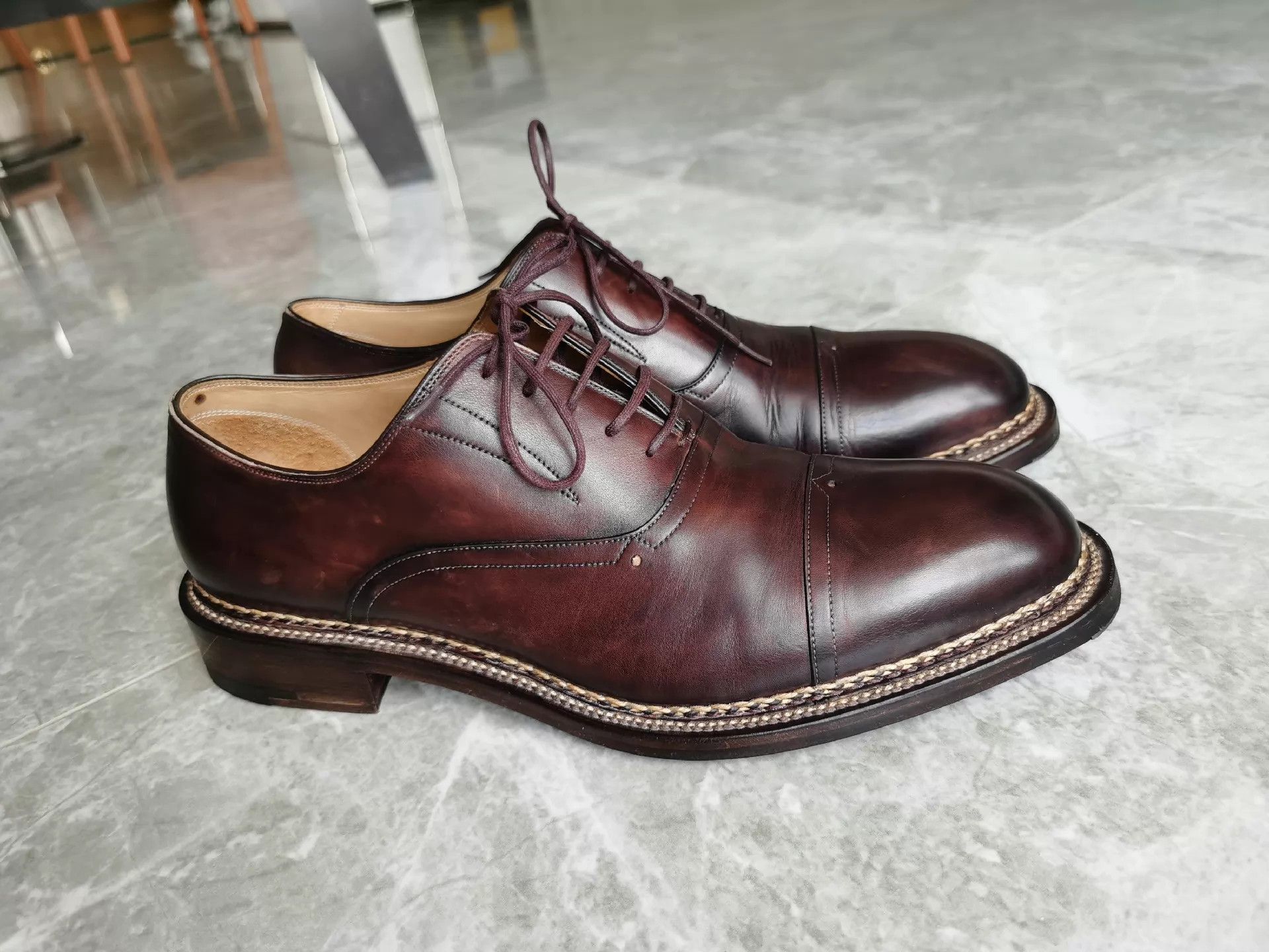 Other WM1978 Handmade Cognac Oxford Dress Shoes 42 360 Stitch Size US 9 / EU 42 - 7 Thumbnail