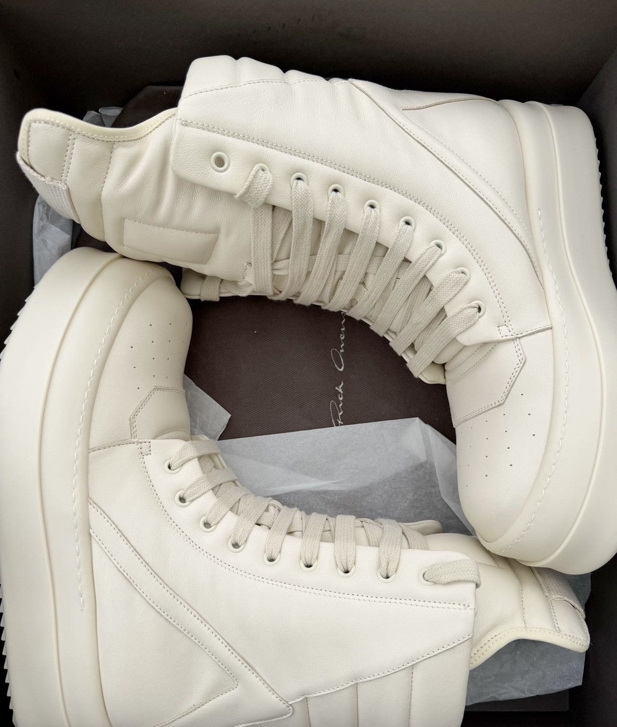 Rick Owens rickowens pure white thick sole high-top shoes Size US 8 / EU 41 - 7 Thumbnail