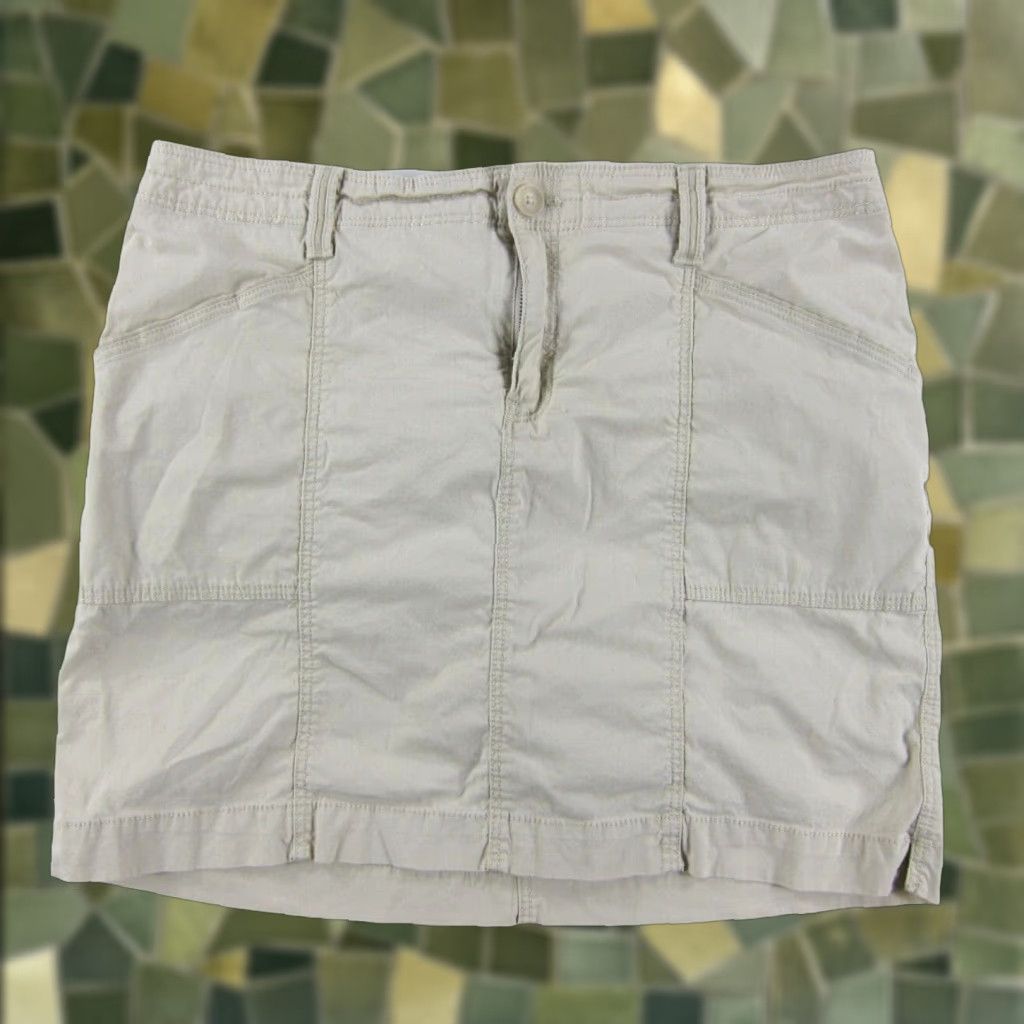 Vintage Chico's Tan Brown Cotton Stretch Built In Shorts Pocket Skirt Skort Woman 12 - Chico's Size 34" / US 12 / IT 48 - 1 Thumbnail