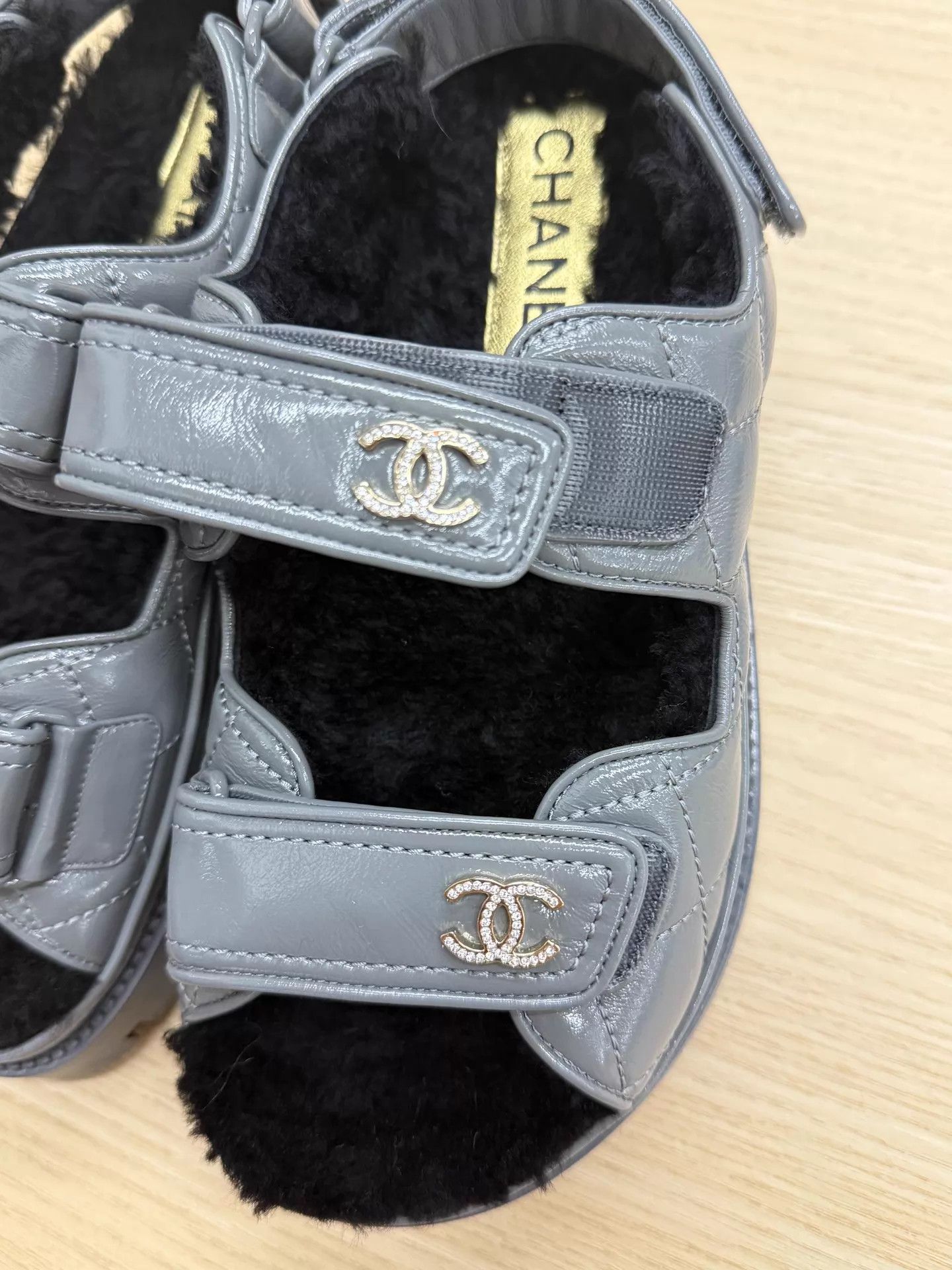 Chanel Chanel Gray Fur Velcro Sandals Size 37 New Size US 6.5 / IT 36.5 - 3 Thumbnail