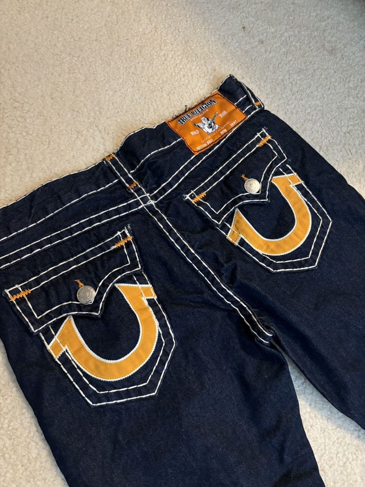 True Religion True Religion Billy Super T Bootcut Orange Horseshoe Jeans Size US 38 / EU 54 - 2 Thumbnail