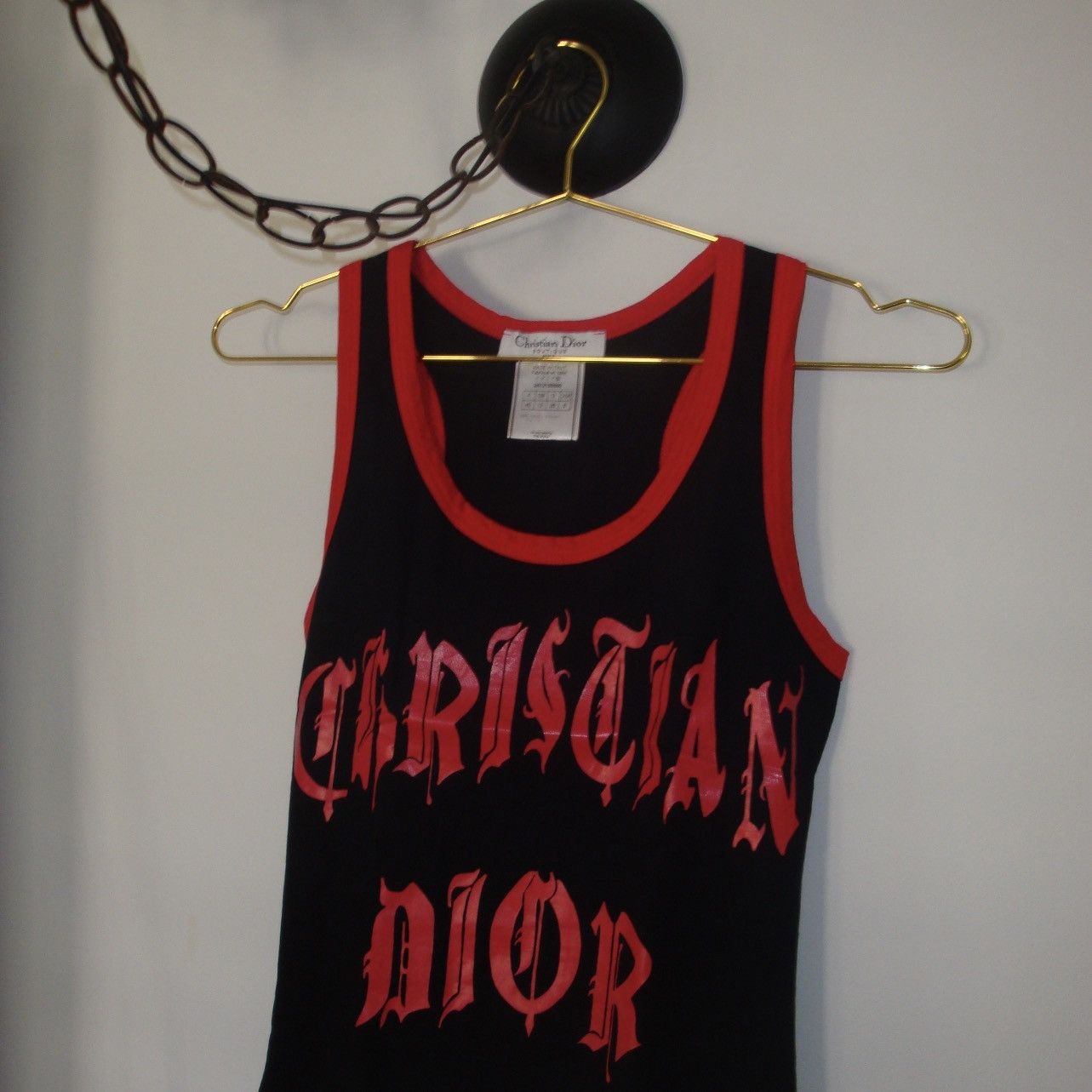 Dior × John Galliano × Vintage Dior 2002 Spring Gothic Logo Red Tank Size M / US 6-8 / IT 42-44 - 4 Thumbnail