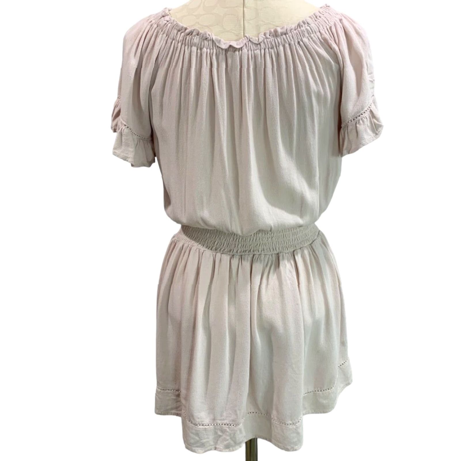 Pinko Ocean Drive Dress Women M Blush Pink Off Shoulder Boho Tunic Mini Size M / US 6-8 / IT 42-44 - 7 Thumbnail