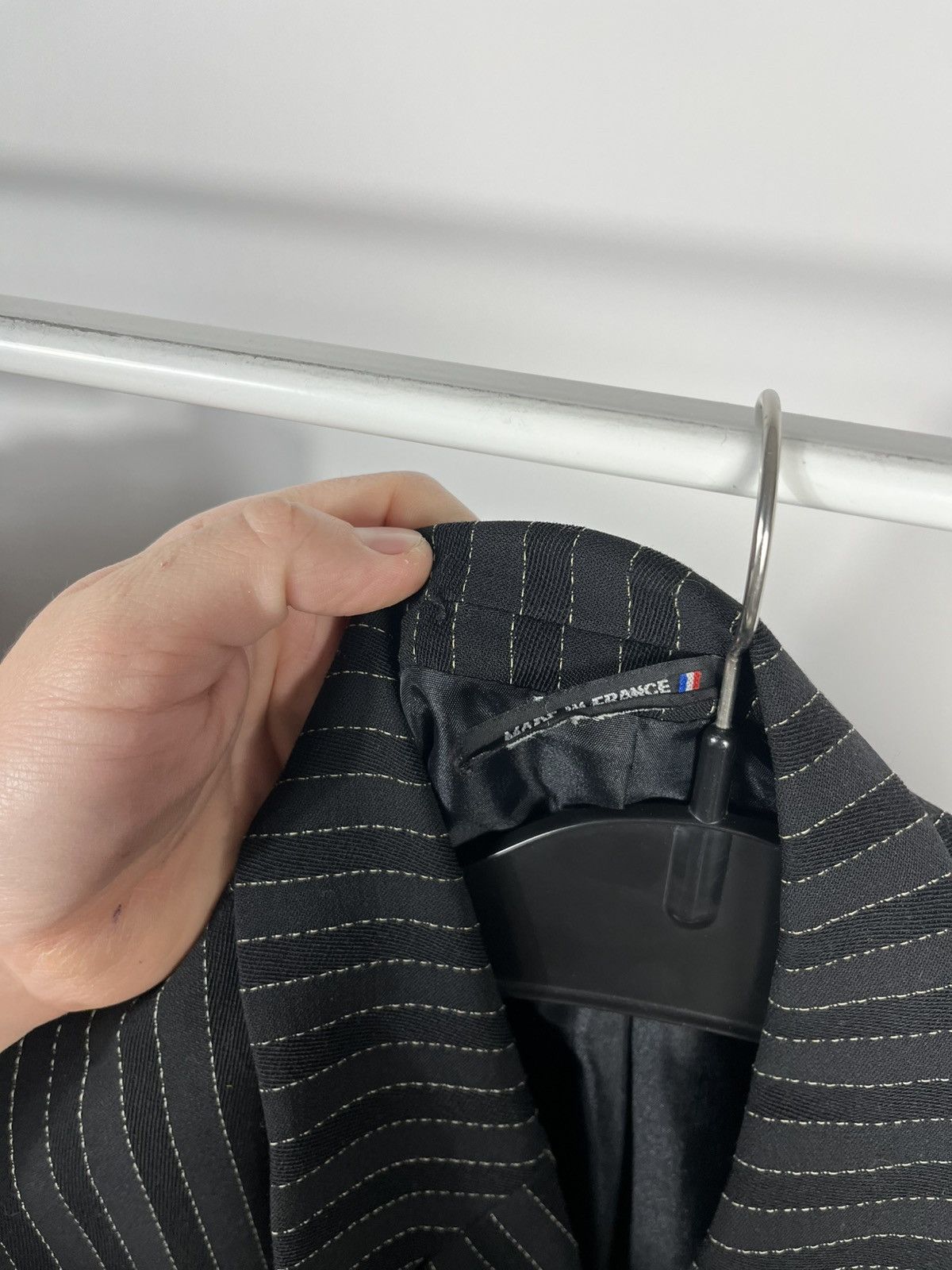Other Vintage Wool Pinstripe Suit Set Blazer Pants Black France 52 Size 42R - 9 Thumbnail