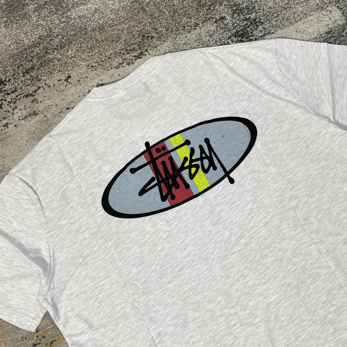 Stussy × Vintage Stussy Oval Tshirt Ash Heather XL Size US XL / EU 56 / 4 - 2 Thumbnail