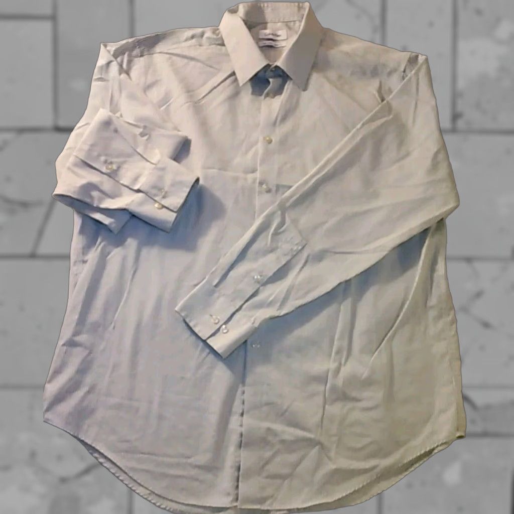 VINTAGE Calvin Klein Men's Dress Shirt Gray White Purple