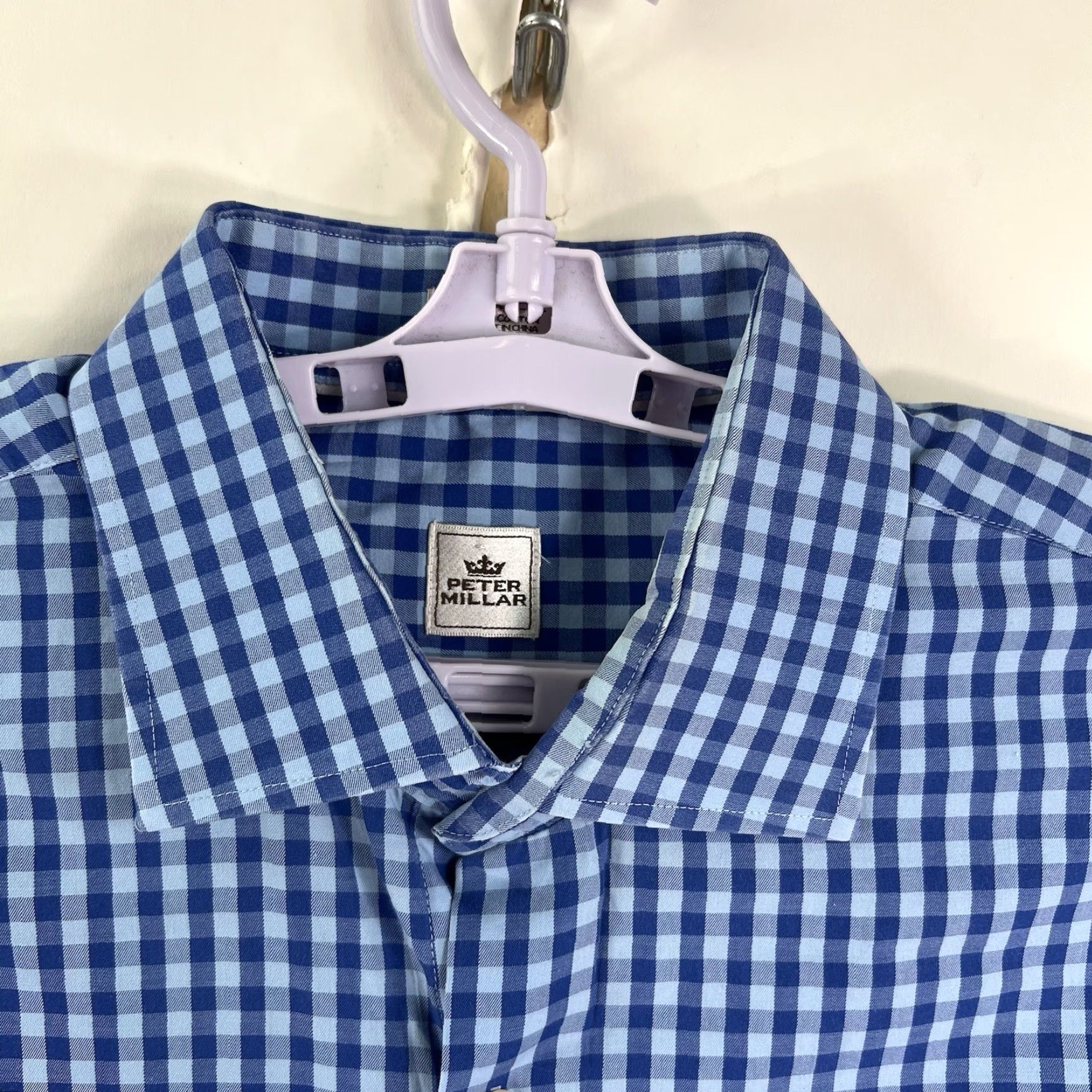 Peter Millar Peter Millar Shirt Adult XL Blue Button-Up Check Long Sleeve Cotton Spandex Preppy Mens Size US XL / EU 56 / 4 - 4 Thumbnail