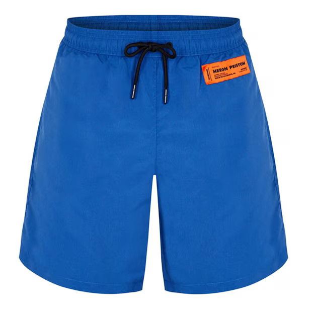 image of Heron Preston O1G2R1Mq0524 Logo Patch Swim Shorts In Blue, Men's (Size 34)