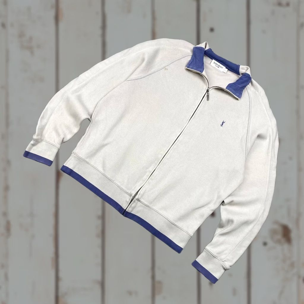 Yves Saint Laurent YSL Sweatshirt Full Zip Men L White Saint Laurent Logo Cotton Size US L / EU 52-54 / 3 - 1 Thumbnail