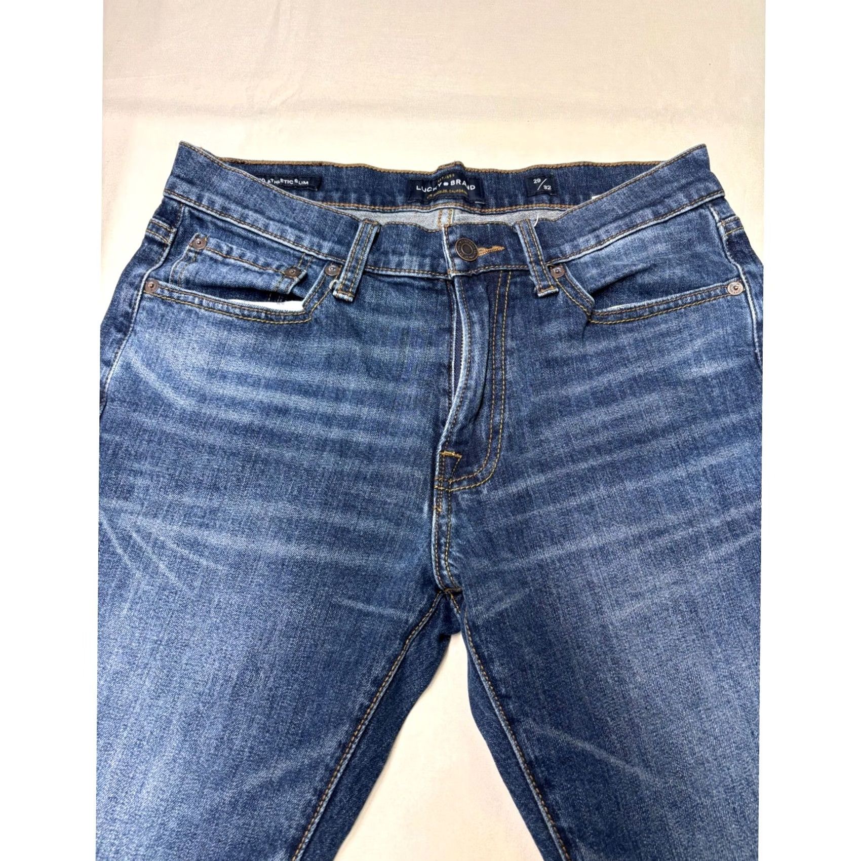 Lucky Brand Lucky Brand 410 Athletic Slim Jeans Mens Blue Denim 29x27 Medium Wash Stretch Size US 29 - 2 Thumbnail