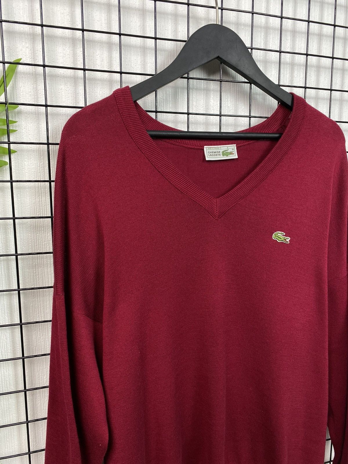 Lacoste × Vintage VINTAGE LACOSTE RED V-NECK SWEATER CHEMISE SIZE 6 MEN XL Size US XL / EU 56 / 4 - 5 Thumbnail