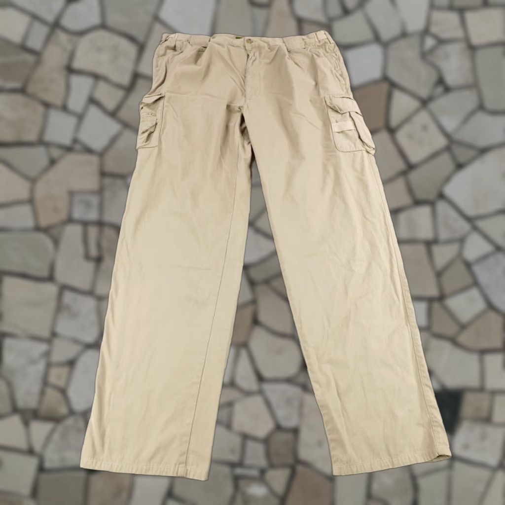 VINTAGE Orvis Pants Mens 40 Beige Cargo Khaki Cotton Relaxed Straight Inseam 34