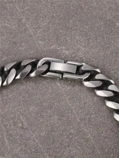 Jewelry Retro Vintage Stainless Steel Bracelet Cuban Link Minimal Size ONE SIZE - 6 Thumbnail