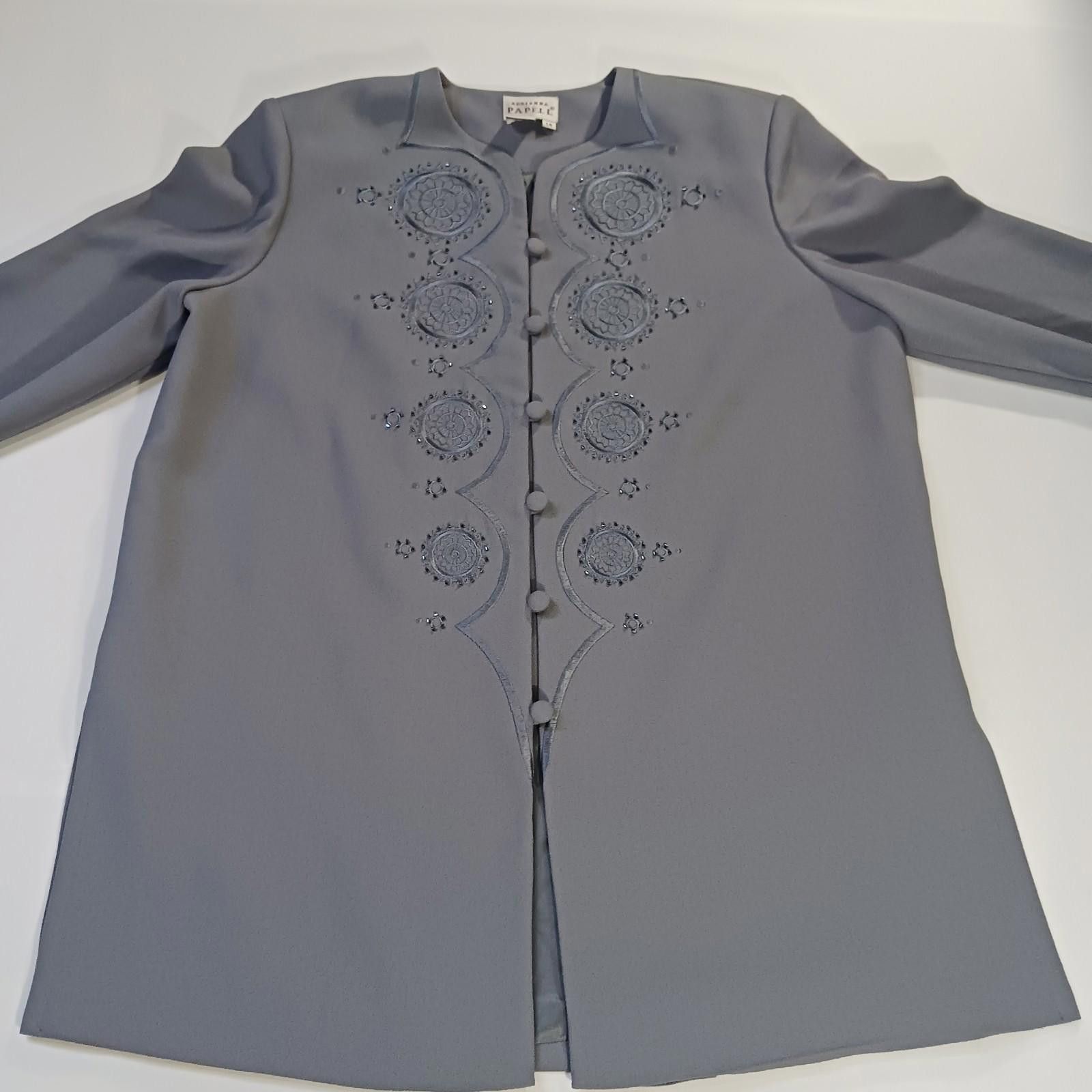 Other Adrianna Papell Women's Gray Long Sleeve Blazer Jacket Sz 14 Size XL / US 12-14 / IT 48-50 - 11 Thumbnail