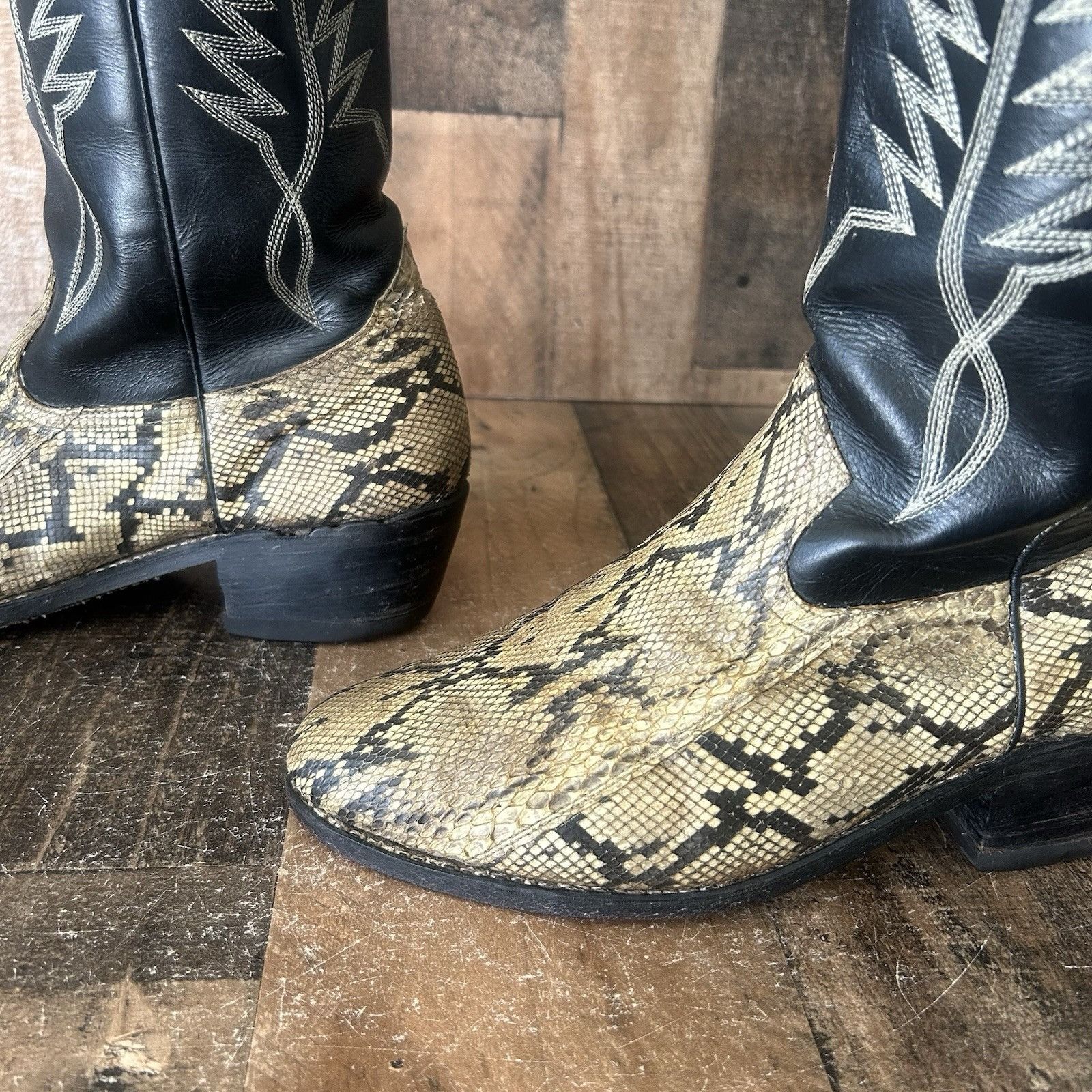 Vintage Custom Vtg Unbranded Snakeskin Cowboy Boots Mens 10 D Size US 10 / EU 43 - 4 Thumbnail