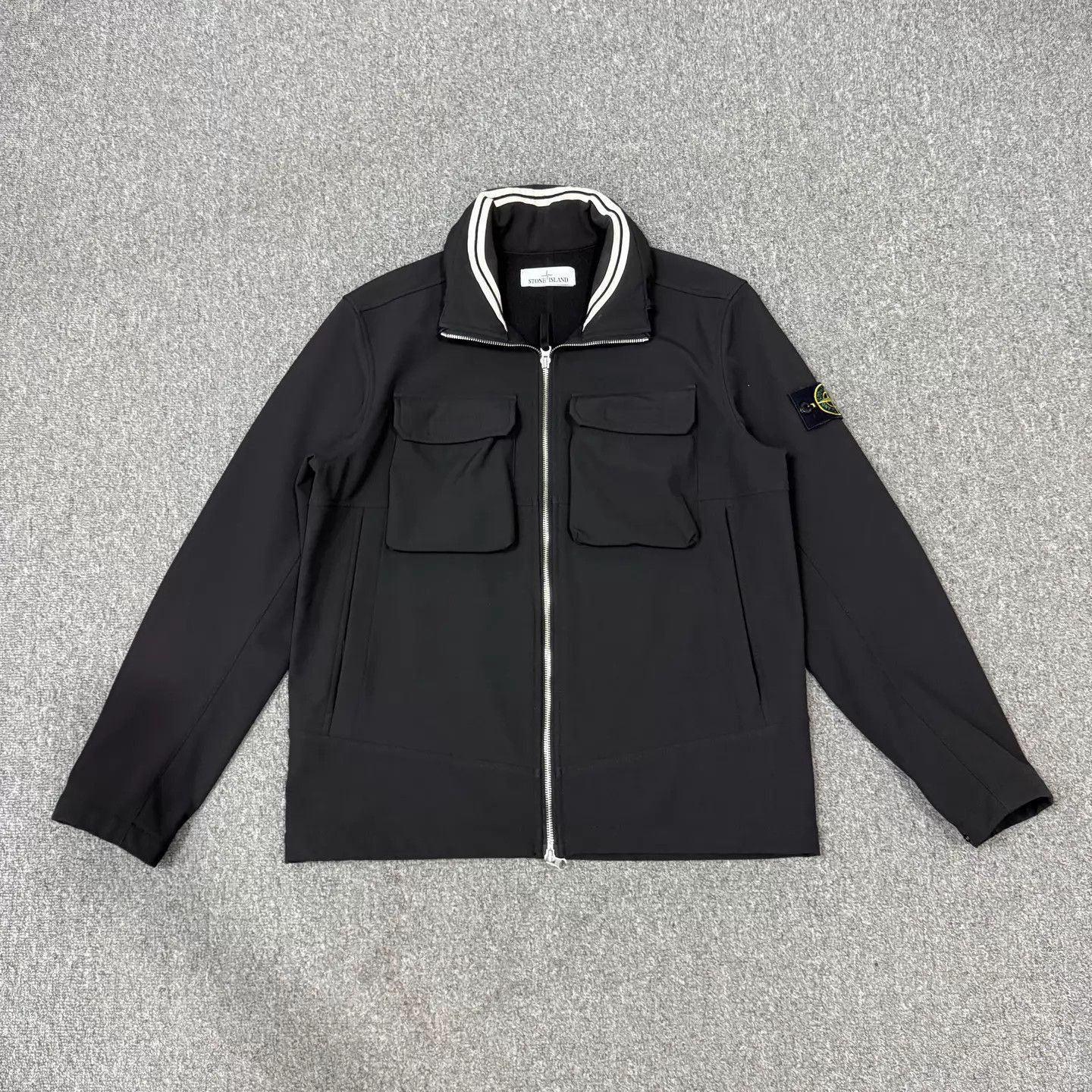 Stone Island Black Zip-Front Light Jacket with Chest Pockets - M Size US M / EU 48-50 / 2 - 1 Thumbnail