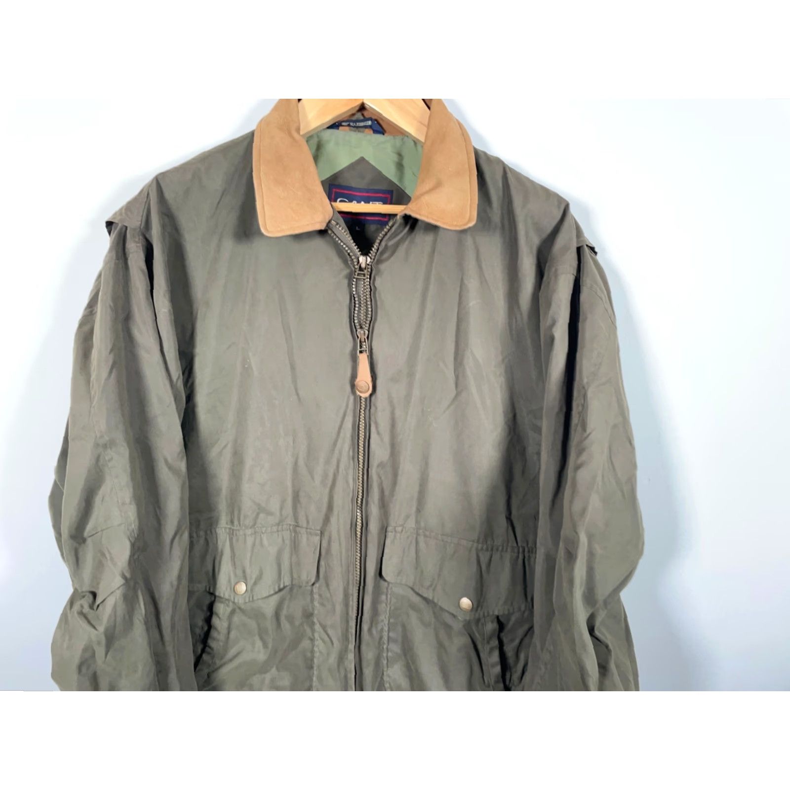 Gant GANT Jacket Men's Large Green Brown Leather Collar Internal Vest Zip Up VTG Jacket Size US L / EU 52-54 / 3 - 4 Thumbnail