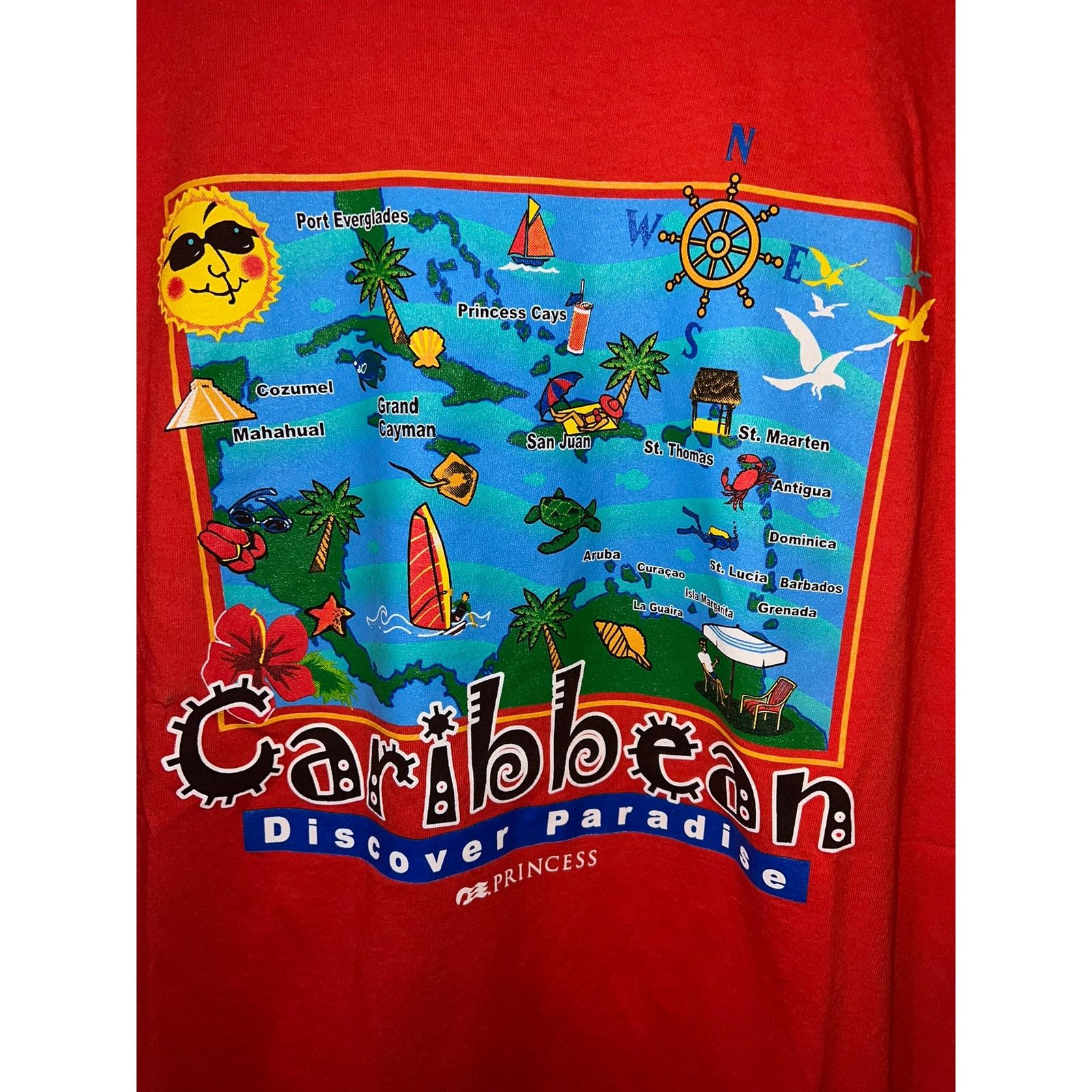 Vintage Vintage Princess Cruise Shirt Caribbean Graphic Tee 90s VTG Size US L / EU 52-54 / 3 - 4 Thumbnail