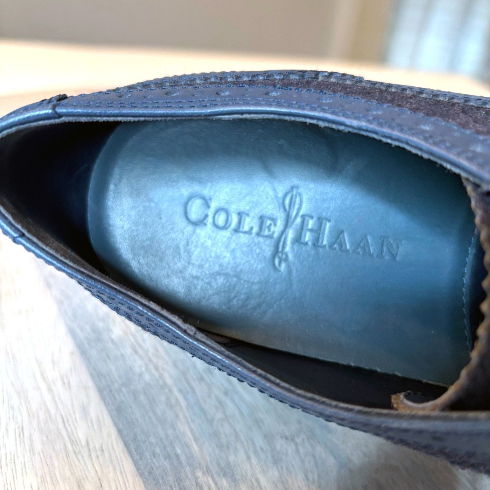 Cole Haan Cole Haan Men’s Wingtip Blue Leather Suede Dress Shoes Sz 9 Size US 9 / EU 42 - 9 Thumbnail