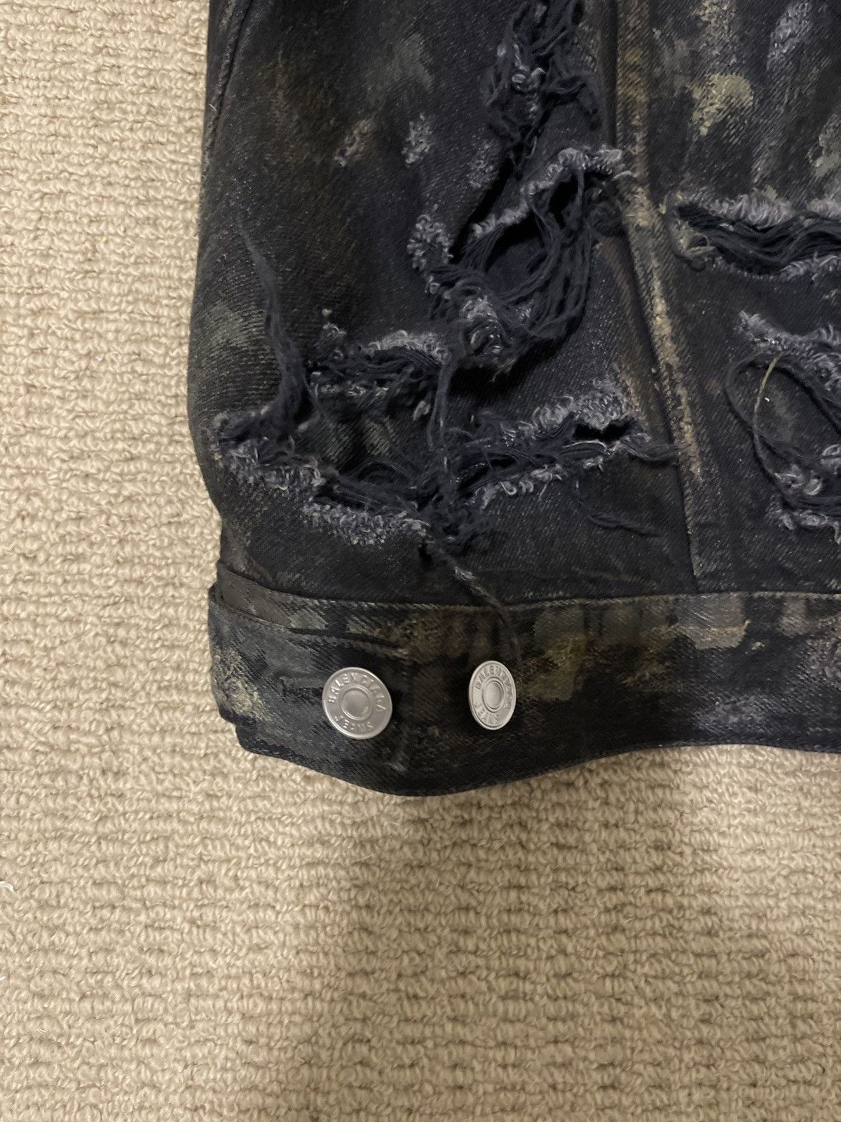 Balenciaga 2024 mud show distressed slashed black denim jacket Size US XL / EU 56 / 4 - 7 Thumbnail