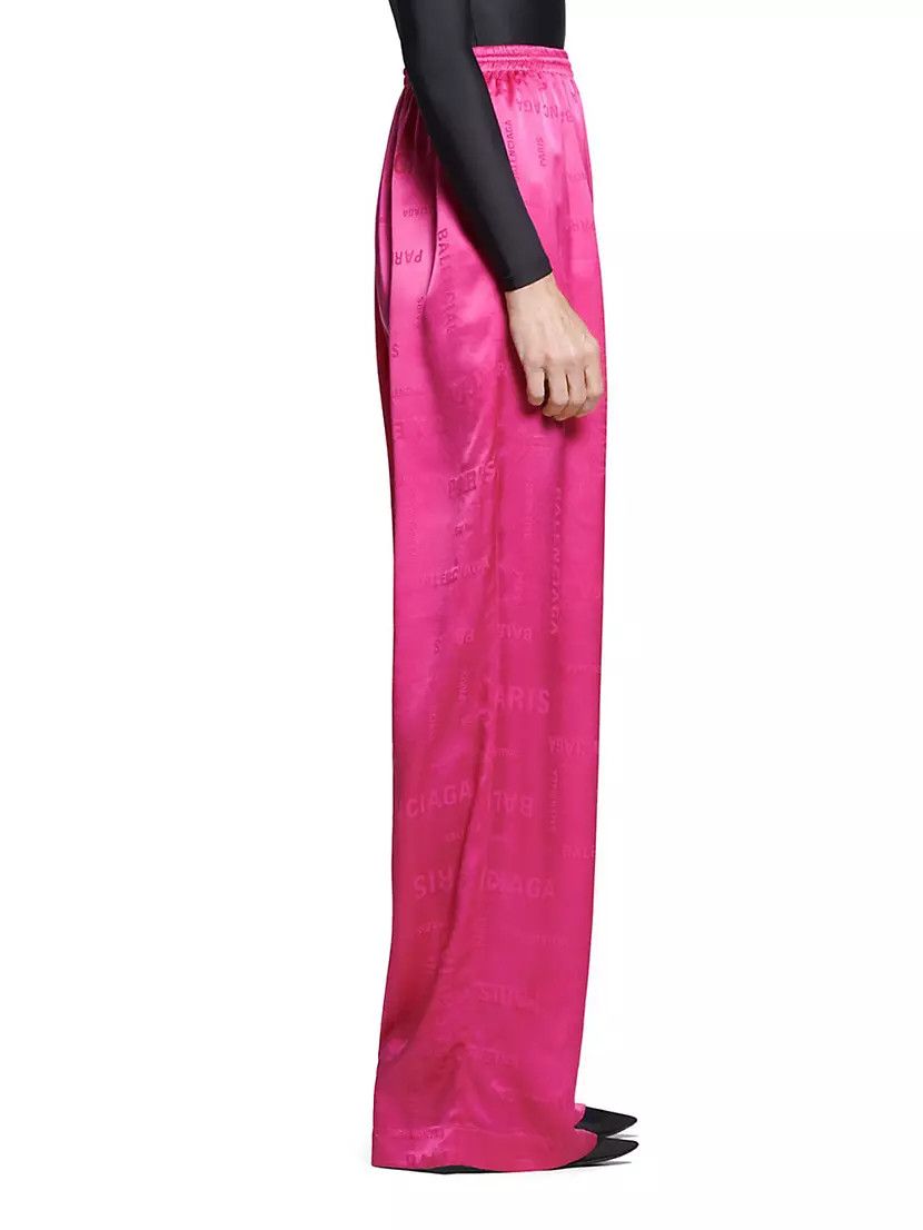 Balenciaga o1mt1gz0924 Bal Paris Allover Fluid Tracksuit Pants in Pink Size 28" / US 6 / IT 42 - 5 Thumbnail