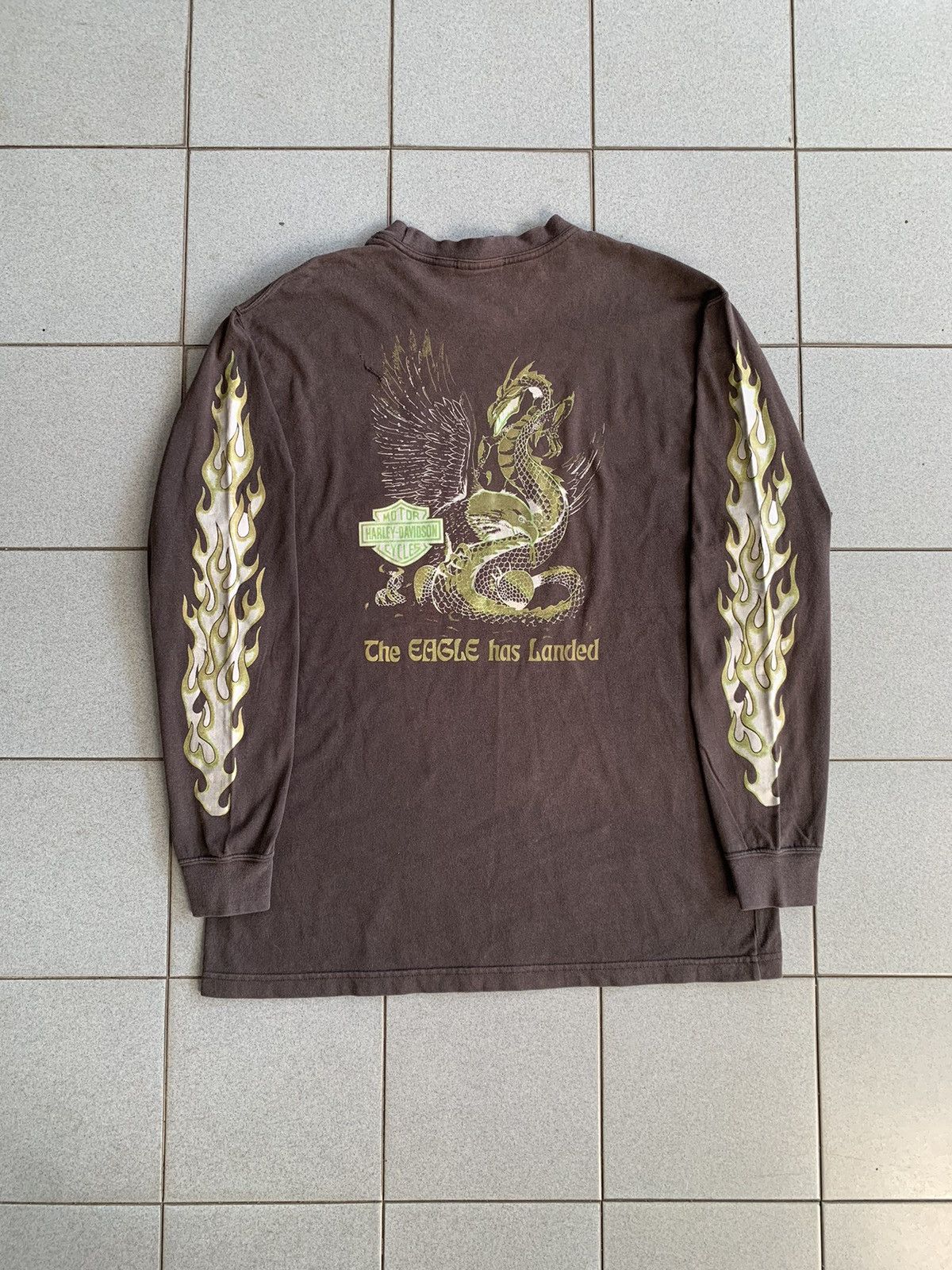 Harley Davidson Vintage Harley Davidson Green Flame Long sleeve Size US L / EU 52-54 / 3 - 8 Thumbnail