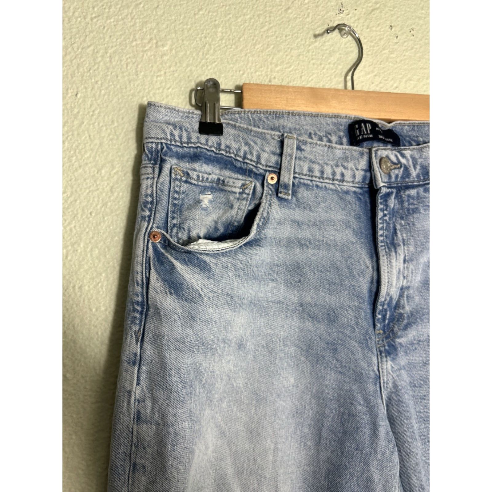 Gap VINTAGE Gap Jeans Womens 90s Distressed Light Wash 14 Straight 34x28 Womens Size 36" / US 14 / IT 50 - 4 Thumbnail