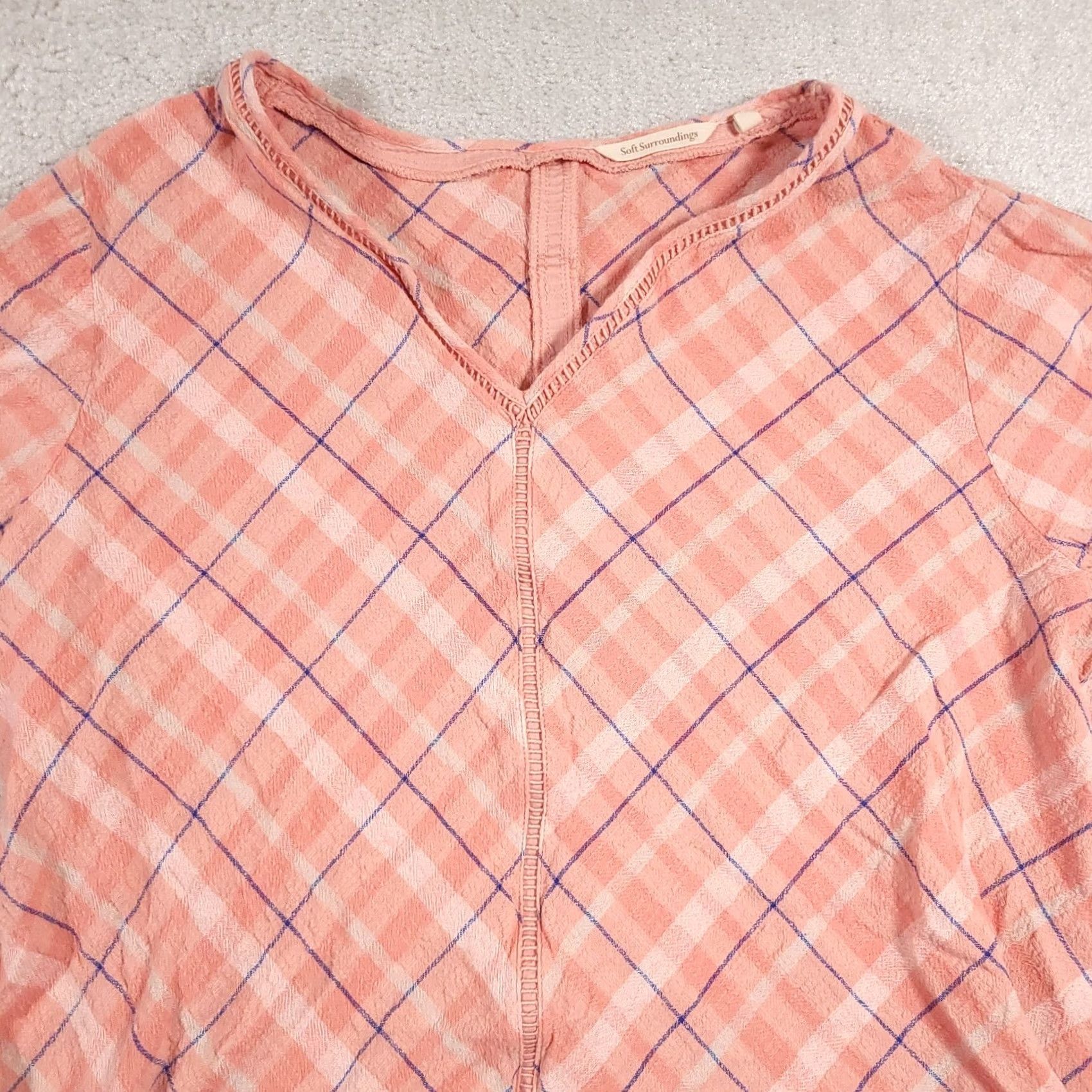 Soft Surroundings Soft Surroundings Gauzy Tunic Shirt Womens 1X Plus Coral Pink Beach V-Neck Shirt Size XL / US 12-14 / IT 48-50 - 3 Thumbnail