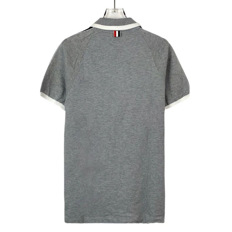 Thom Browne Thom Browne Gray striped split cotton short-sleeved polo sh Size US XS / EU 42 / 0 - 2 Thumbnail