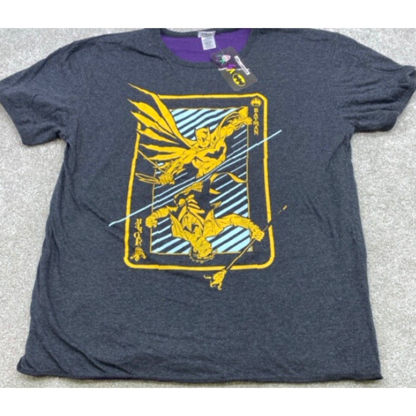 Vintage NWT DC Batman Joker T-Shirt Mens L Reversible Short Sleeve Purple Gray Comics DC Size US L / EU 52-54 / 3 - 4 Thumbnail