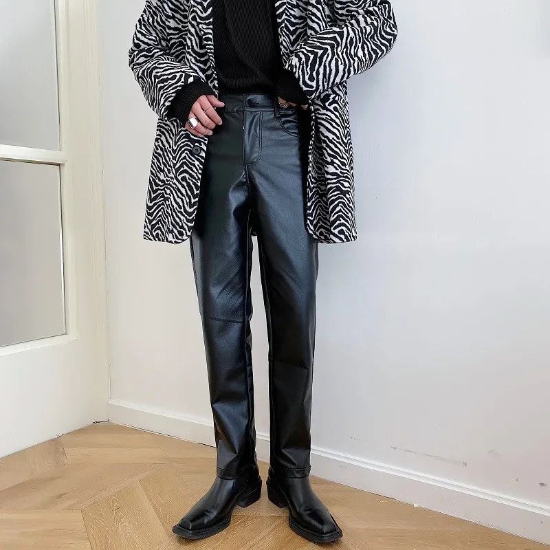 Japanese Brand × Jean × Leather Trendy Punk Elastic Waist Casual Pants Men's Leather Pants Size US 32 / EU 48 - 1 Thumbnail