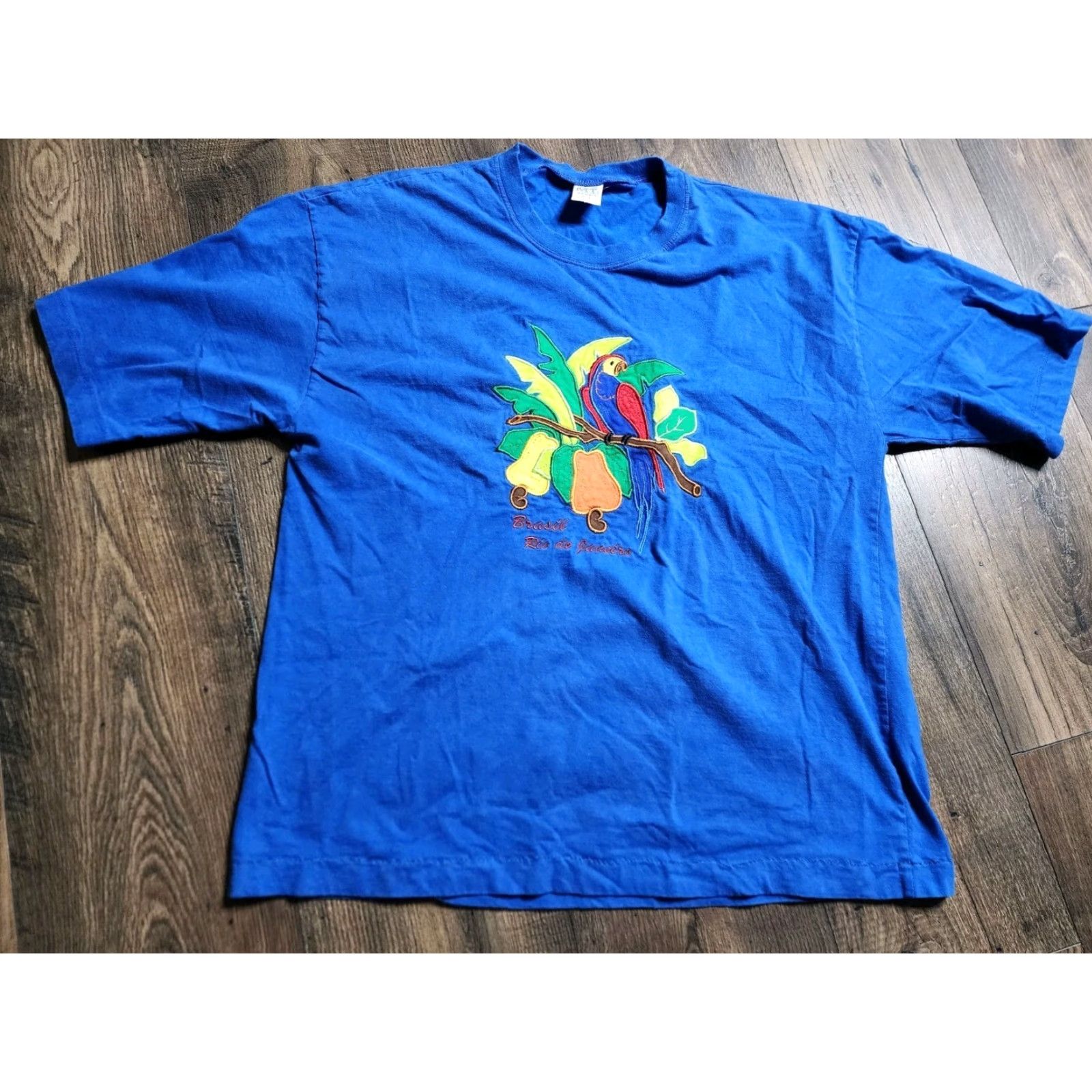 Vintage VINTAGE Blue Mens L Rio de Janeiro Brasil Parrot Embroidered T-Shirt 90s Size US L / EU 52-54 / 3 - 2 Thumbnail