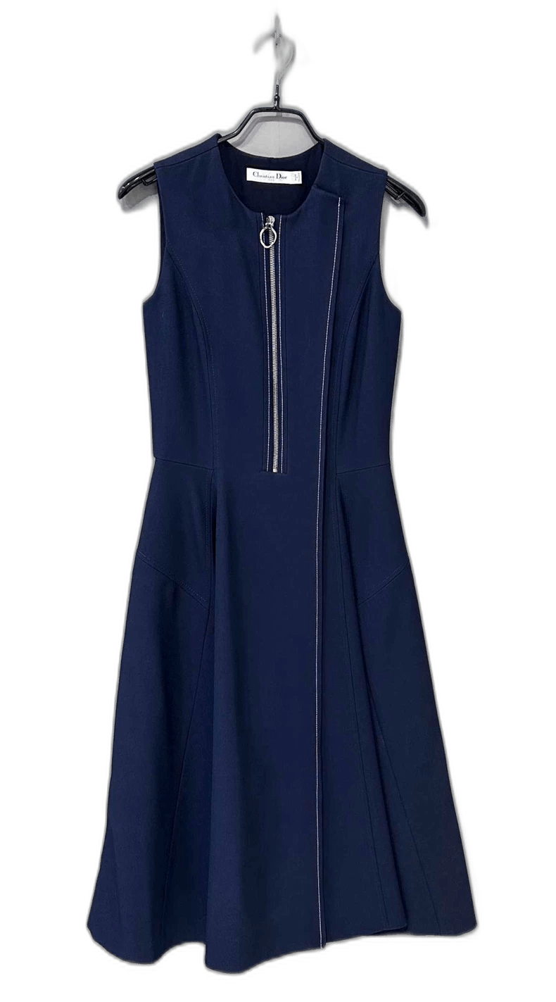 Dior Blue Half-Zip Sleeveless Dress by Dior Size XS / US 0-2 / IT 36-38 - 1 Thumbnail