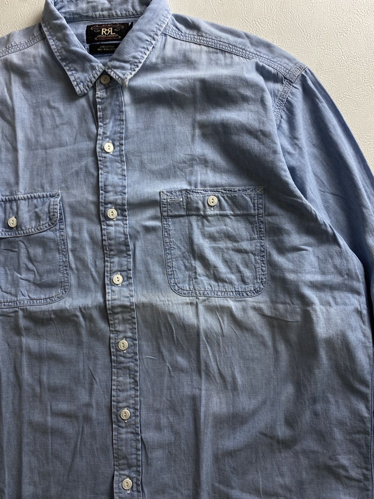RRL Ralph Lauren Vintage 90s Double RL Chambray Shirt Size US XL / EU 56 / 4 - 2 Thumbnail