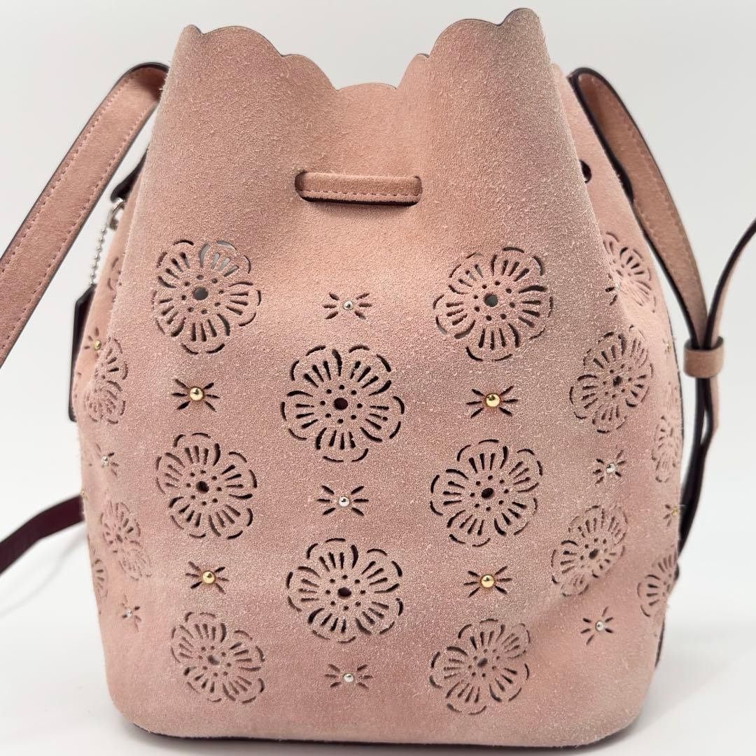 Coach Y2K Tea Rose Coach Suede Bucket Mini Bag Blush Size ONE SIZE - 17 Thumbnail
