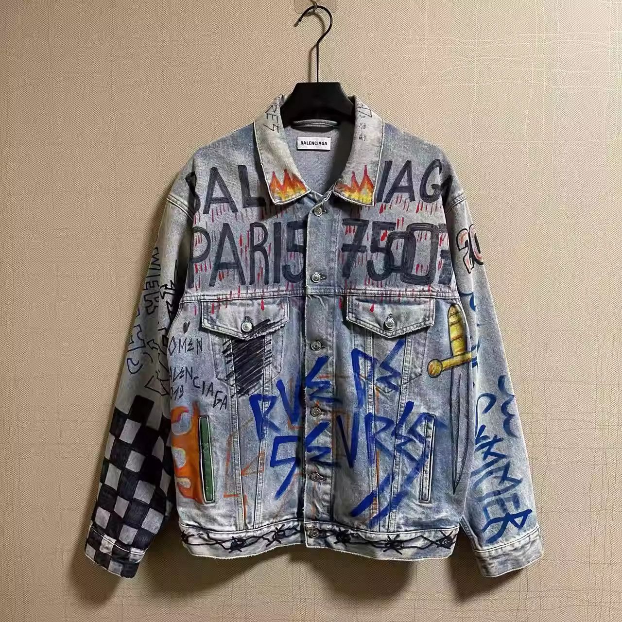 Balenciaga graffiti denim jacket best sale