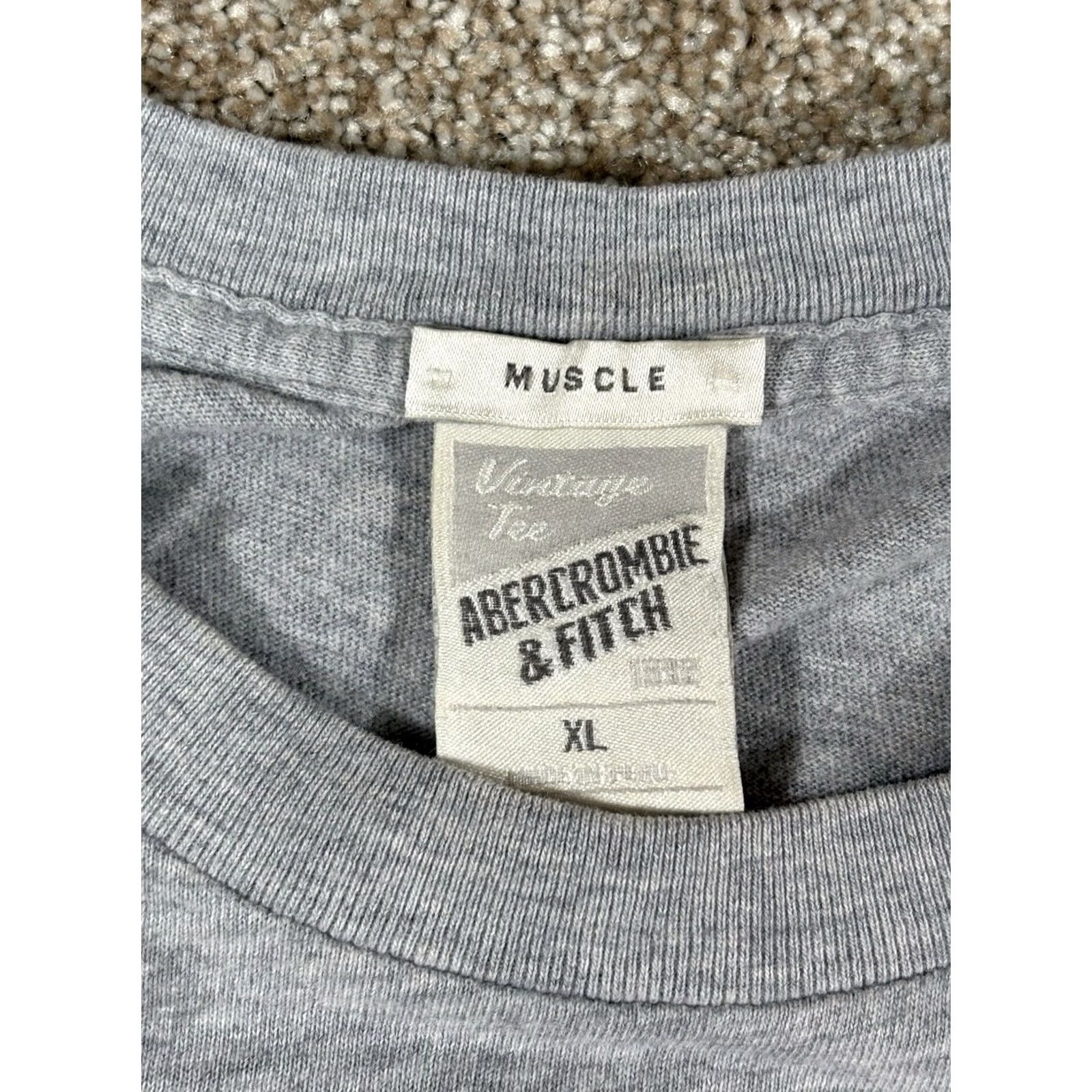 Abercrombie & Fitch VINTAGE Abercrombie & Fitch Mens XL Muscle T Shirt Grey Spell Out Moose AOP Shirt Short Sleeve Crew Neck 90s California USA Womens Men Boys Girls Size US XL / EU 56 / 4 - 6 Thumbnail