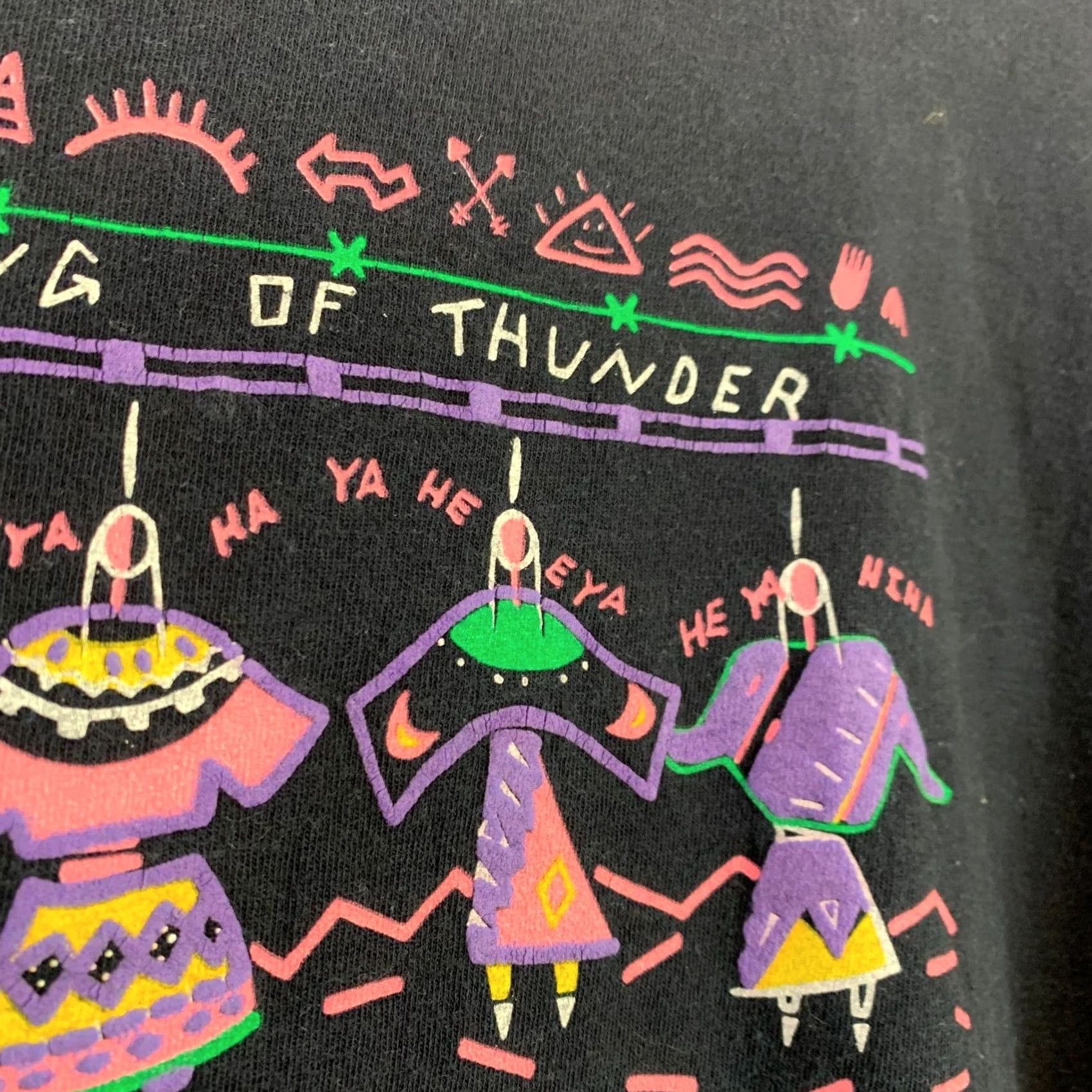 Cherokee VINTAGE Cherokee T-Shirt Short Sleeve XL Black 90s Coming Of Thunder Graphic Print Mens Shirt Size US XL / EU 56 / 4 - 4 Thumbnail
