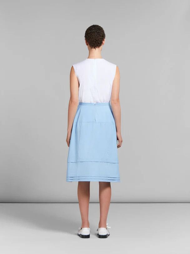 Marni o1w1db10125 Poplin Flared Midi Skirt in Light Blue Size 27" / US 4 / IT 40 - 3 Thumbnail