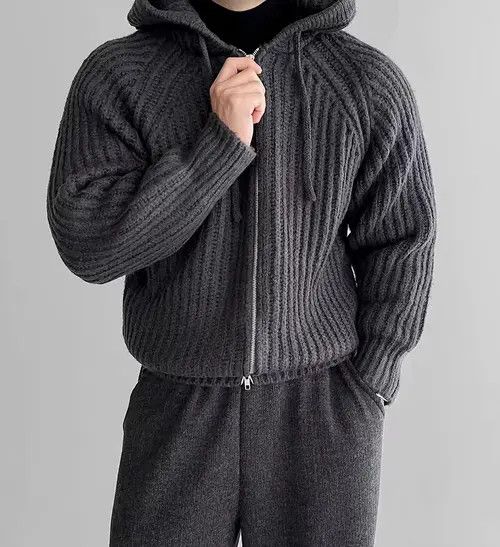 Japanese Brand Vintage Knit Thick Sweater Casual Hooded Jacket Coat Size US M / EU 48-50 / 2 - 1 Thumbnail