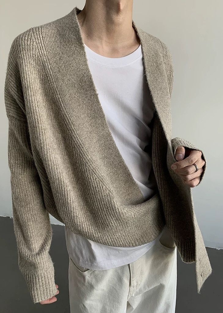 Japanese Brand × Vintage Cleanfit retro fashion wrap cardigan knitwear Size US M / EU 48-50 / 2 - 5 Thumbnail