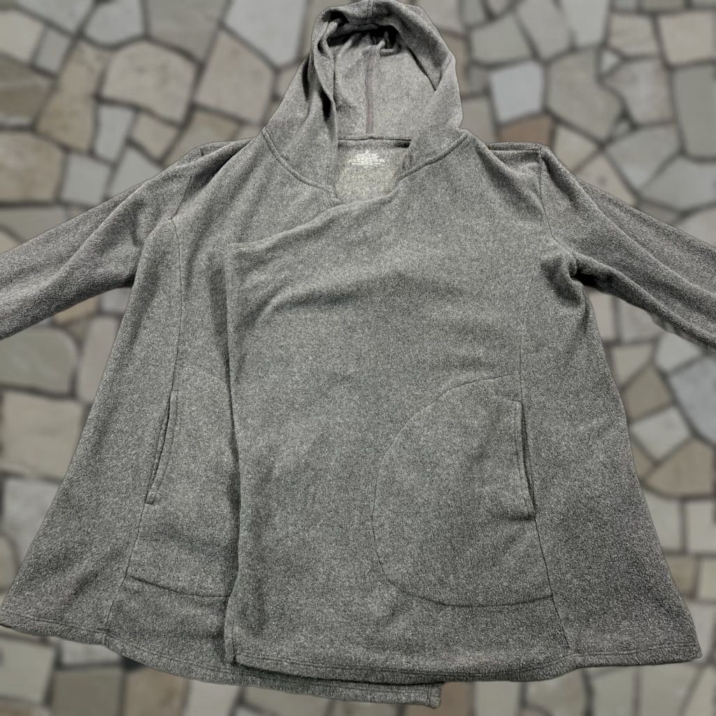 Vintage Cuddl Duds Hoodie Womens Small Gray Open Front Sweatshirt Stretch Comfort Size S / US 4 / IT 40 - 1 Thumbnail