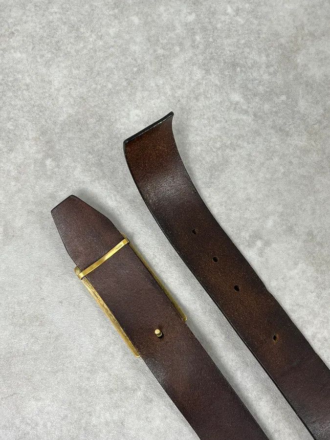 Yves Saint Laurent 2000s Yves Saint Laurent Golden YSL Buckle Black Leather Belt Size ONE SIZE - 5 Thumbnail